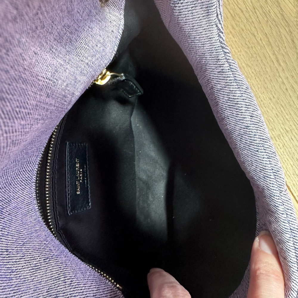 YSL Saint Laurent Lilac Denim Puffer Bag- Small LouLou - Picture 9 of 14